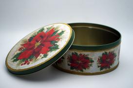 Christmas round tin box